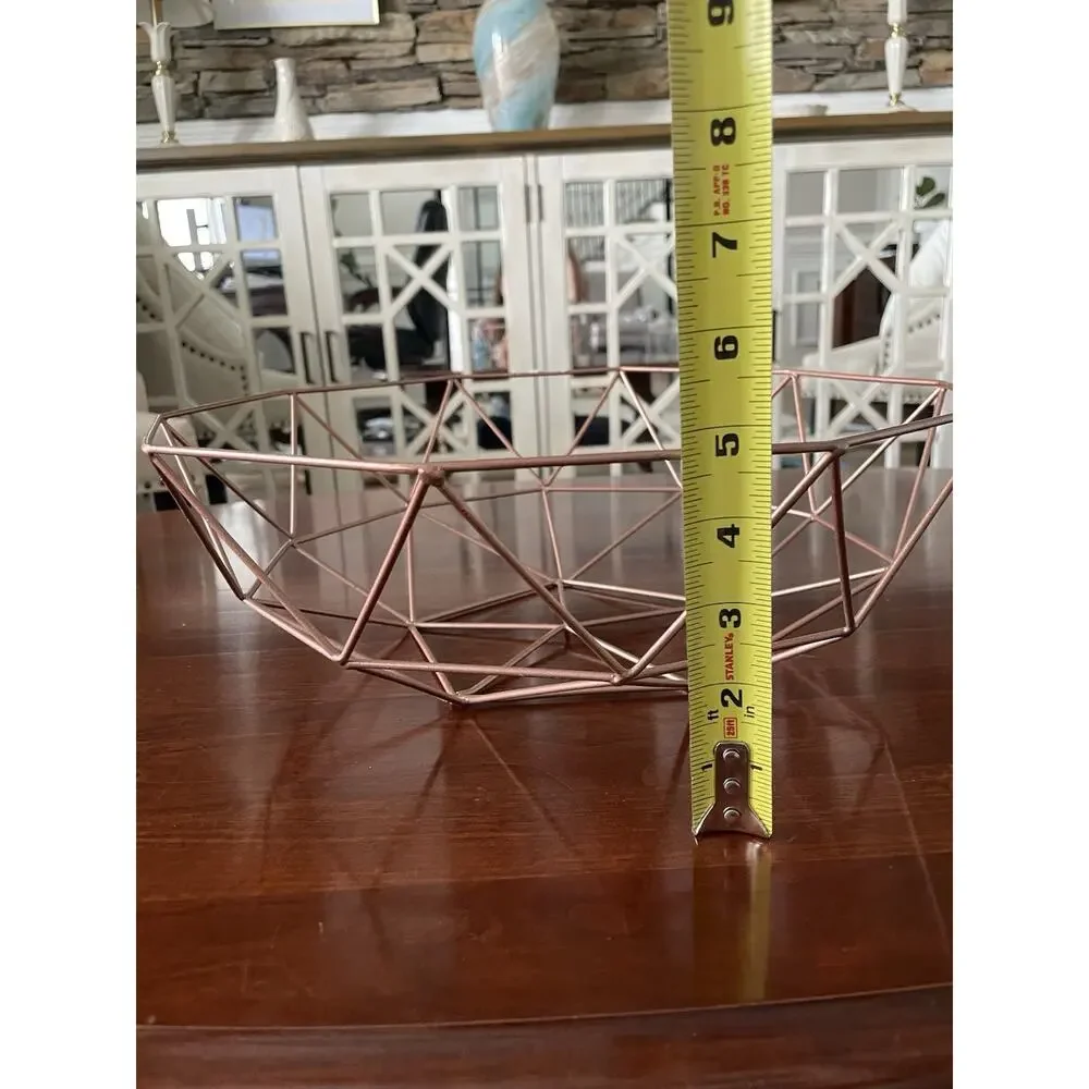 Modern Copper Geometric Metal Wire Basket